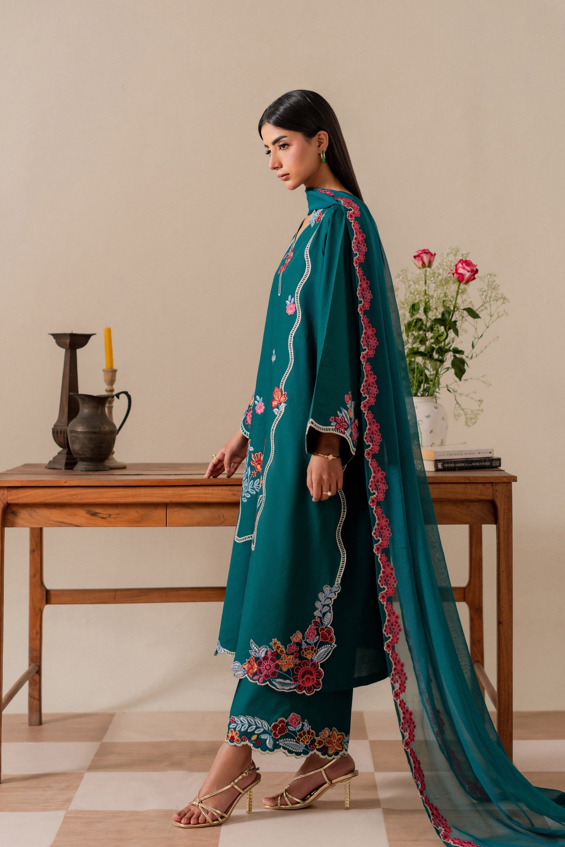 Izma - 3pc - Teal-Green - Noura Retail