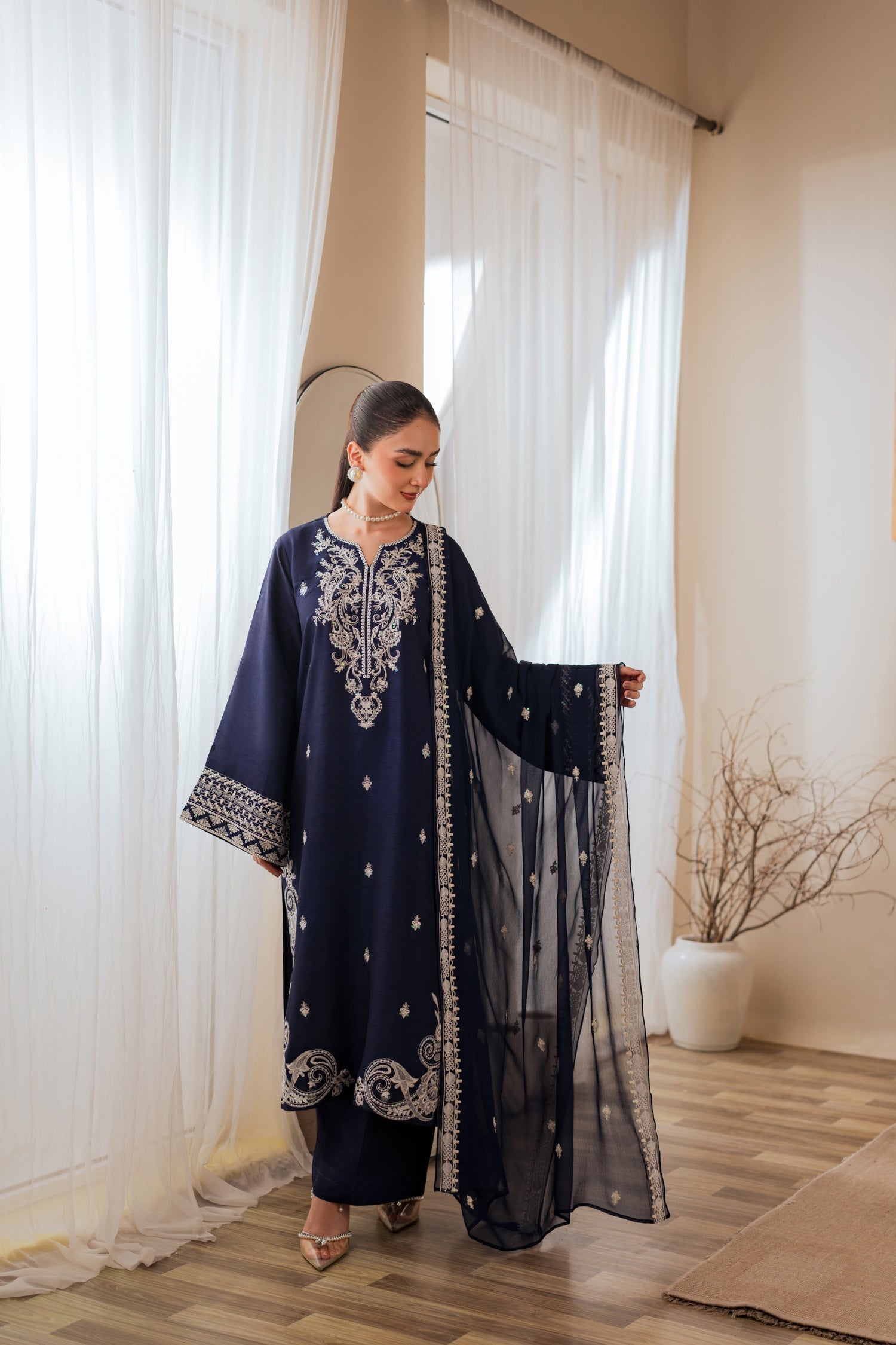 Roshana - 3pc - Dark Blue - Noura Retail