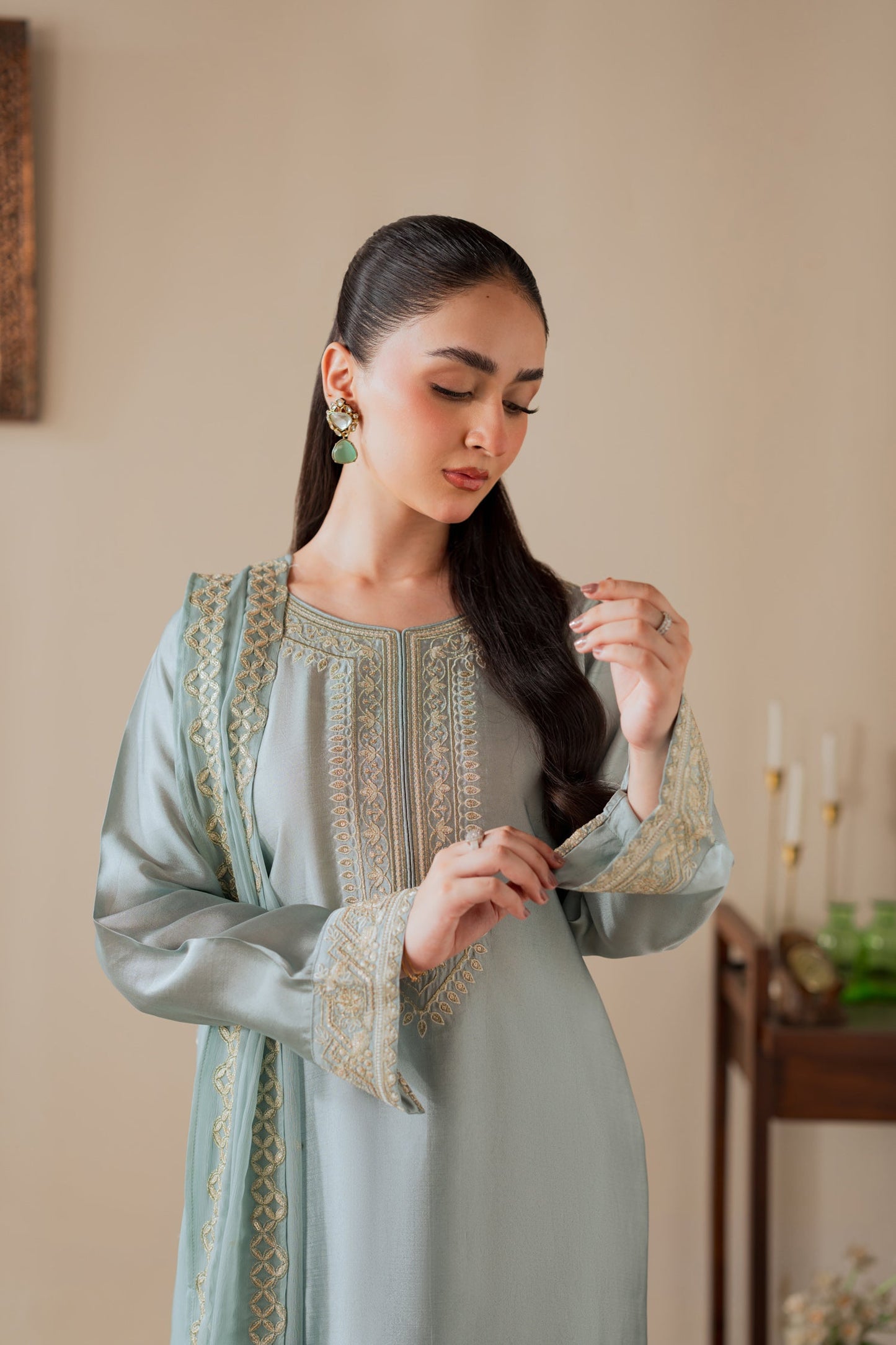 Mehrunisa - 3pc - Ice Blue - Noura Retail