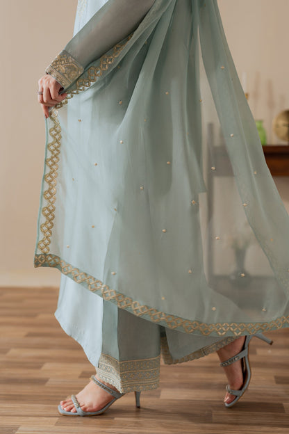 Mehrunisa - 3pc - Ice Blue - Noura Retail