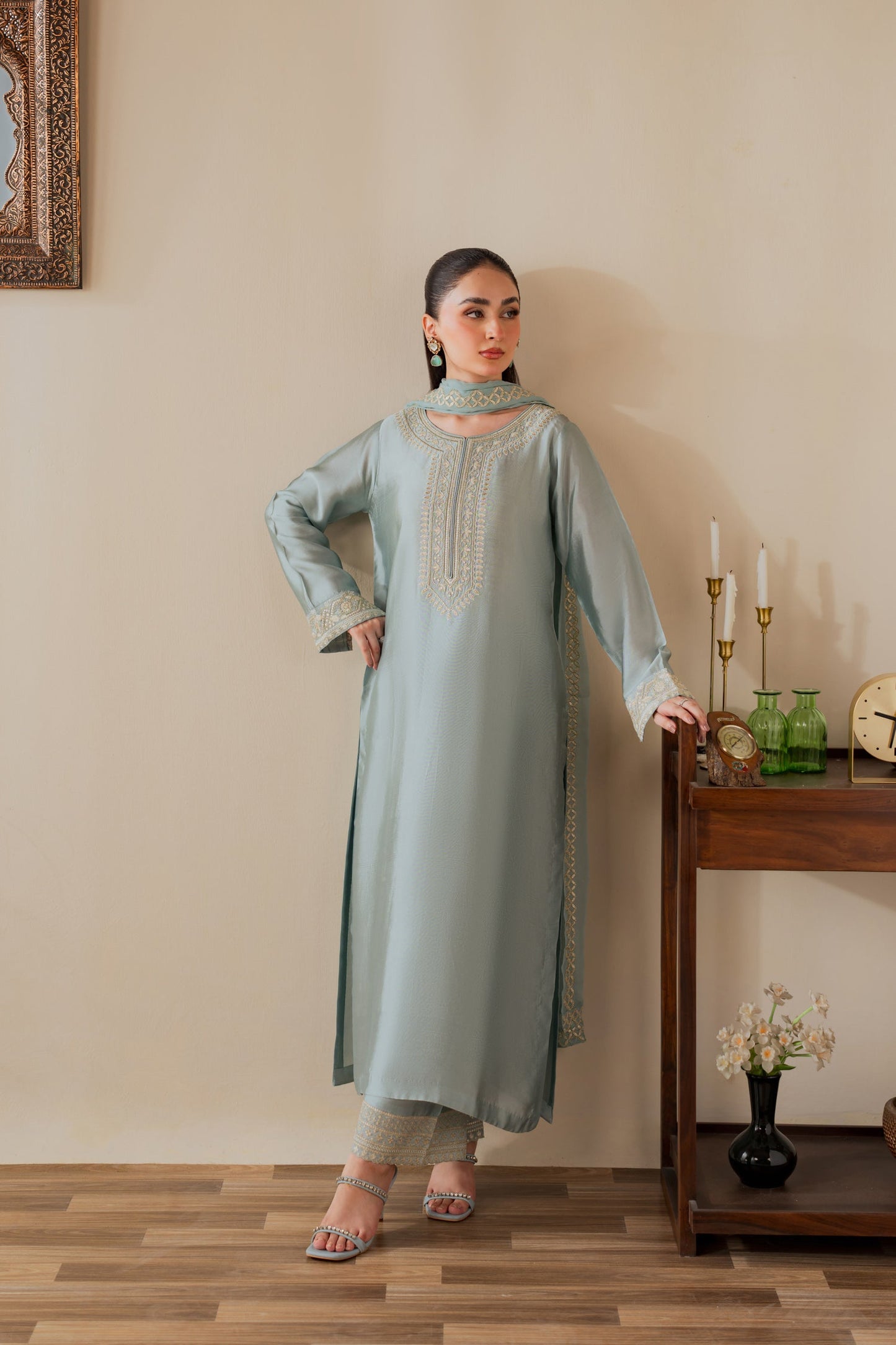 Mehrunisa - 3pc - Ice Blue - Noura Retail