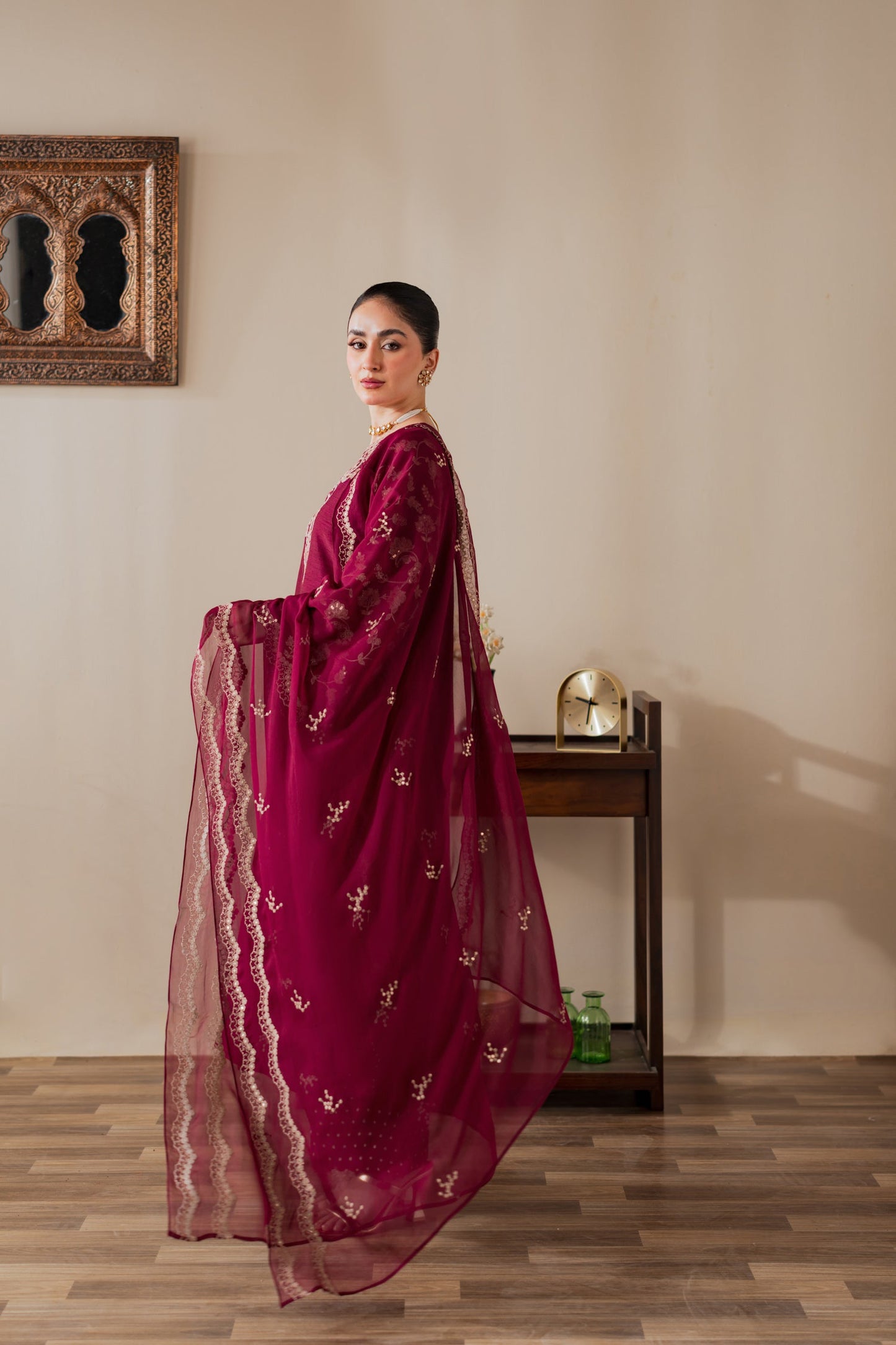Nureh - 3pc - Maroon - Noura Retail
