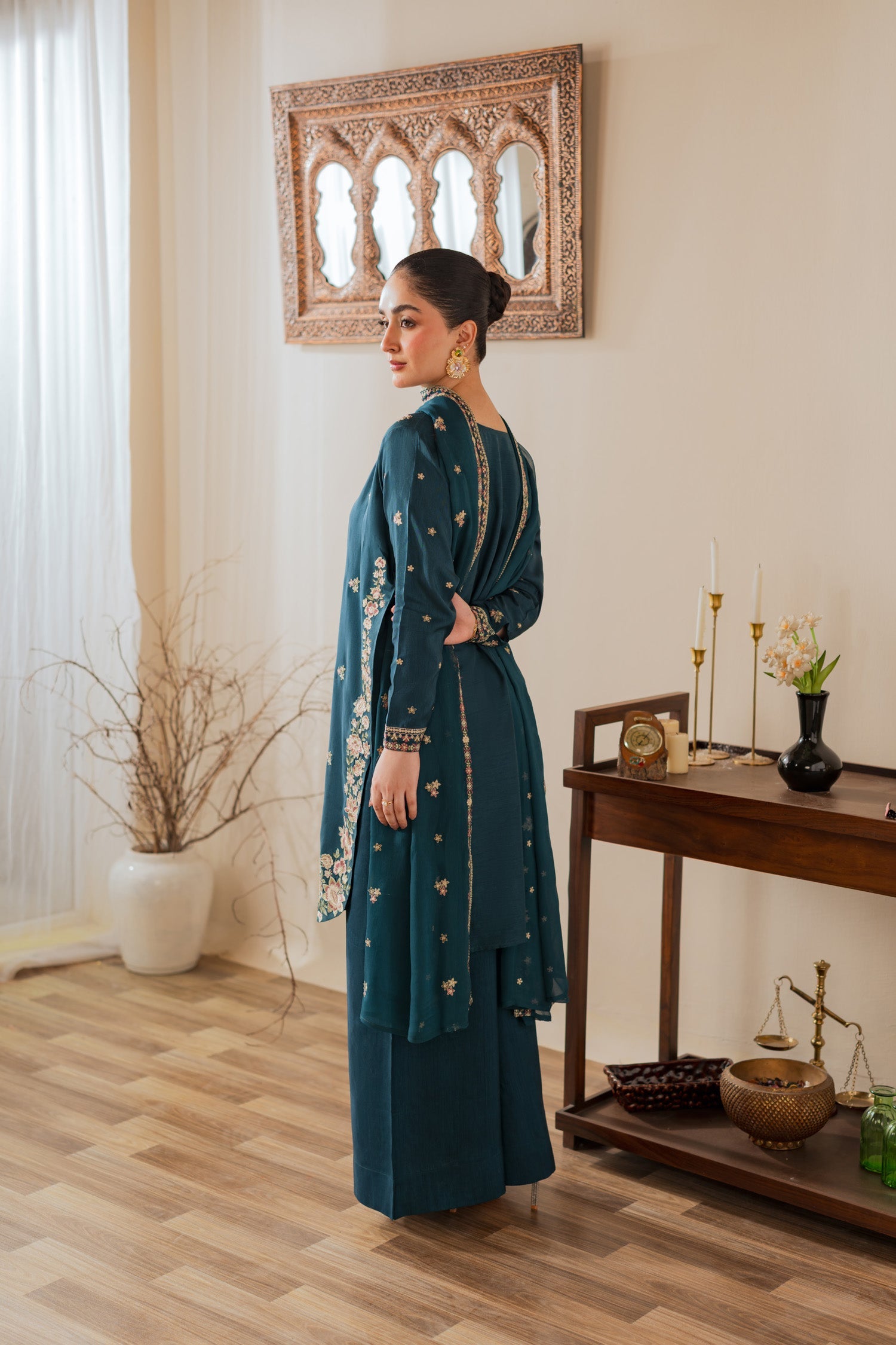 Gulrukh - 3pc - Crystal-Teal - Noura Retail