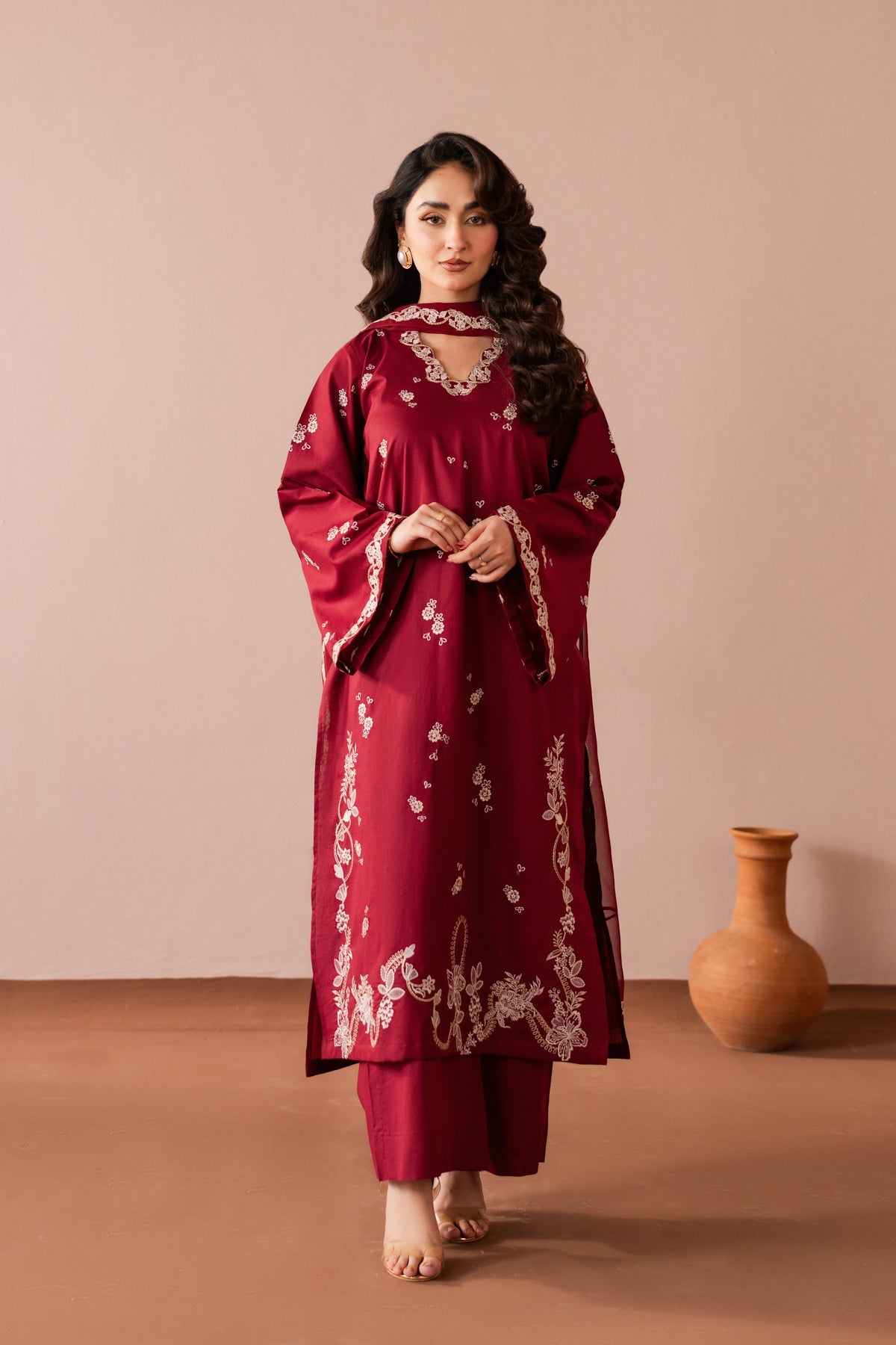Mehraab - 3pc - Maroon - Noura Retail